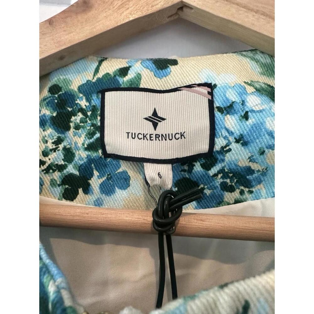 Tuckernuck Cream Top with Blue and Green Floral Print - Picture 5 of 6